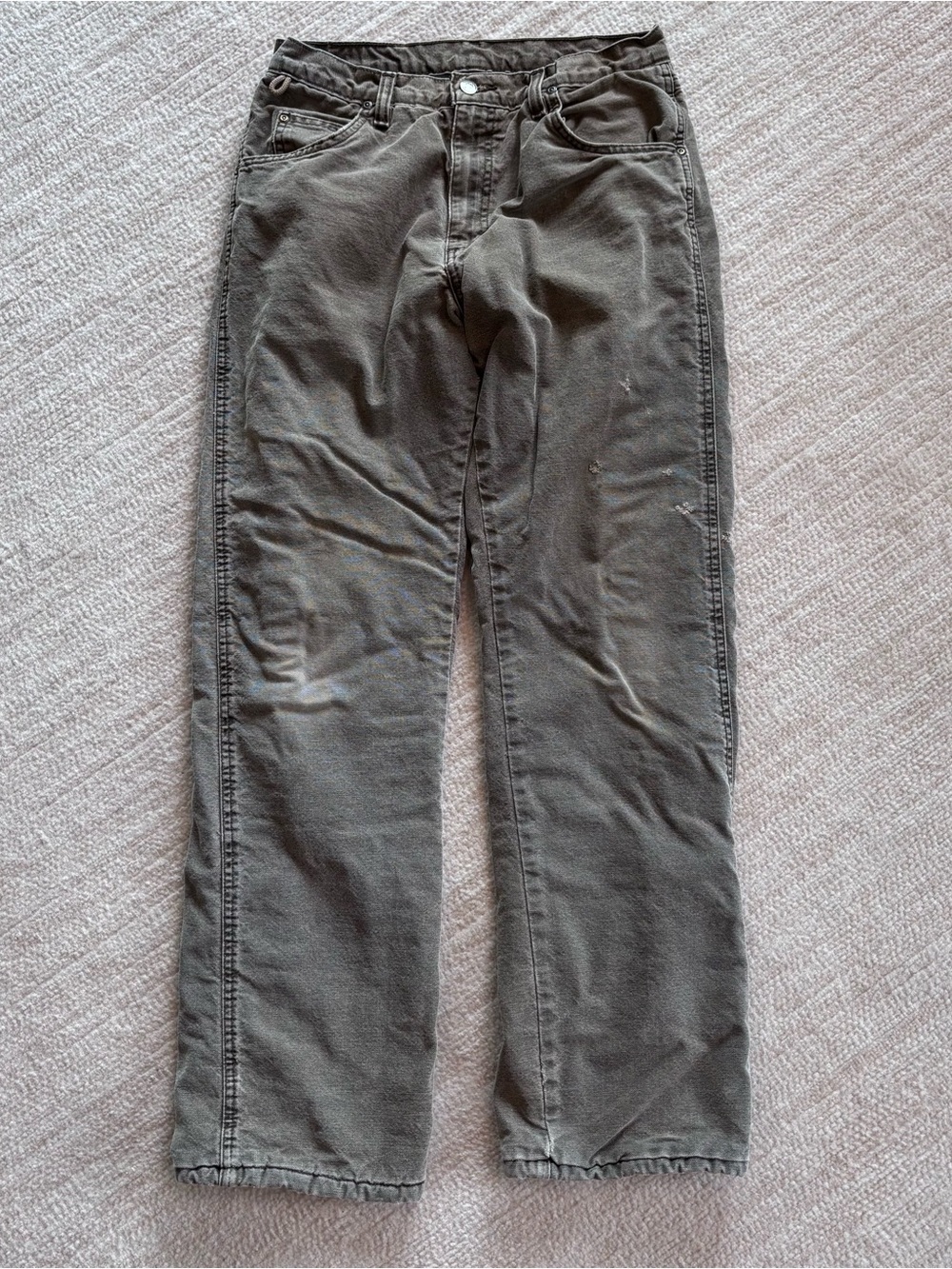 Wrangler Insulated Olive Green Straight-Leg Work Pants